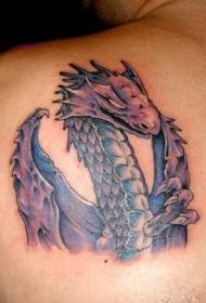Retounen nan koulè wouj violèt dragon tatouaj modèl