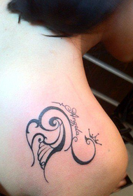 Girl shoulders nice totem swan letter crown tattoo pattern