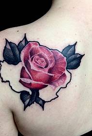 Shoulder rose tattoo patroon