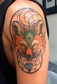 Cura del collettore dei sogni a colori della vecchia scuola di grande braccio e diamante combinati con il modello del tatuaggio