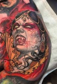 Modello di tatuaggio femminile vampiro diabolico sulla spalla