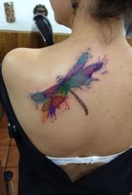 Modello di tatuaggio teschio carino ragazza acquerelli schiena