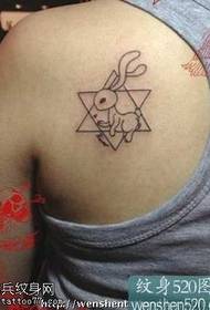 Rabbit tattoo pattern in the shoulder five-pointed star