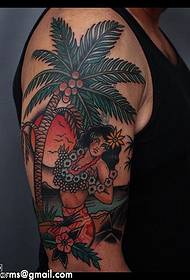 Плечове пальмове дерево татуювання візерунок