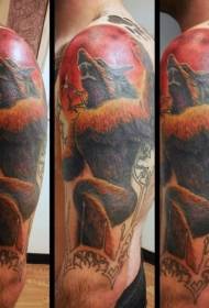 Iingalo ezimibalabala ngombala obubi werewolf kunye nephethini yenyanga ebomvu ye tattoo