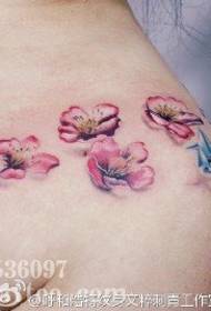 Épaule, fleur de cerisier, motif de tatouage de grue en papier