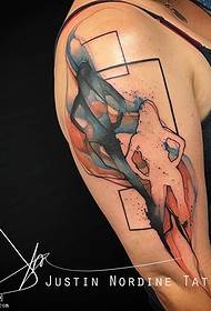 Modello di tatuaggio ritratto a spalla inchiostro