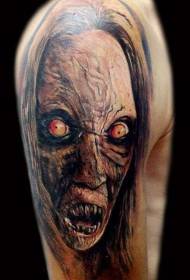Modello di tatuaggio faccia mostro raccapricciante di colore del braccio grande