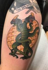 Arm colored fantasy dragon tattoo pattern