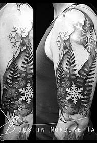 Patró de tatuatge en un petit arbre de flascó de neu gris gris