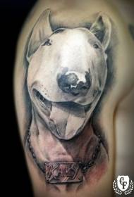 Model de tatuaj de câine colorat în stil realist de câine mare