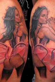 New school sexy woman portrait tattoo pattern