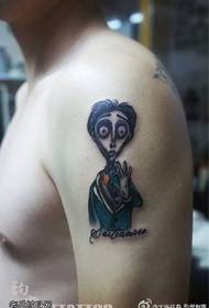 Grandi occhi dipinti, omino, disegno del tatuaggio