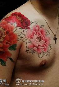 Txinako estilo noble eta eder peony tatuaje eredua