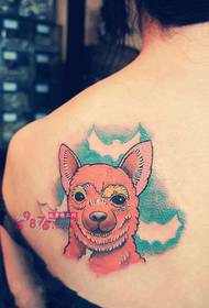 Aranyos színes kutya váll tetoválás képet