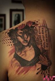 Imagens de avatar feminino tatuagem europeia e americana de ombro traseiro