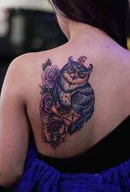 Girl shoulder owl tattoo picture