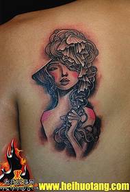 Modello classico del tatuaggio di bellezza ricci dell'illustrazione