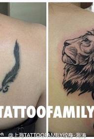 Покријте стара тетоважа лавов главата шема на тетоважи