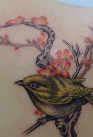 Piccola immagine del tatuaggio di gazza di colore di spalla posteriore