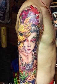 Modello tatuaggio tatuaggio geisha prajna in stile giapponese