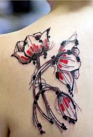 Renkli bir omuz çiçeği dövme deseni resmi