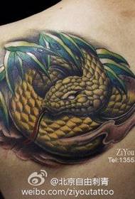 Modeli i mrekullueshëm i tatuazheve të gjarprit python në sup