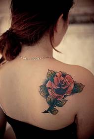 Skønhed duftende skulder rose mode tatovering mønster billede
