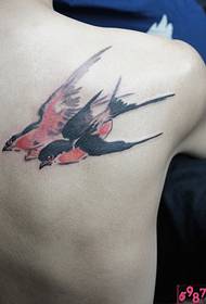 Fecske tetoválás képe hátul