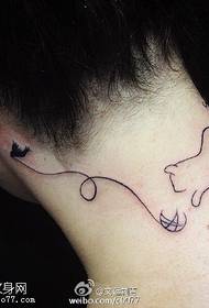 Naughty kitten tattoo pattern