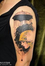 European and American style melancholy girl tattoo pattern