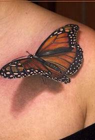 Mga balikat ng batang babae makatotohanang larawan ng 3D butterfly tattoo