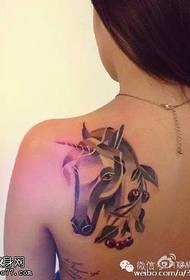European and American style unicorn tattoo pattern
