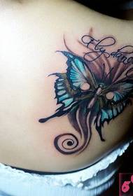 Cadro de tatuaxe de mariposa de flores pintadas