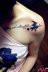 Magic Witch English Shoulder Tattoo Picture