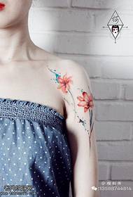 Красивая татуировка нарцисса на плече