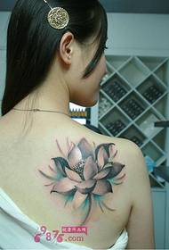 Imagens de tatuagem de ombro de lótus fresco pequeno de beleza