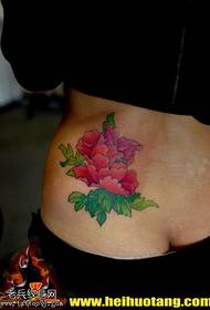 Pinggang magandang peony bulaklak tattoo pattern