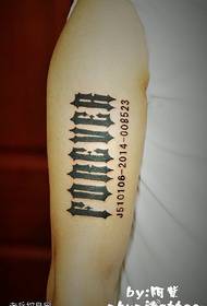 Ŝultro nigra griza litero tatuaje ŝablono