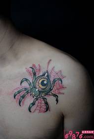 Творческа картина за татуировка на ключицата на паяк