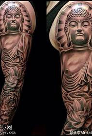 Patró de tatuatge de cap de buda del tigre de lotus atmosfèric