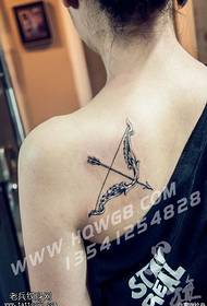 Chinese style simple bow and arrow tattoo pattern
