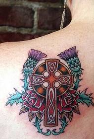 Female shoulder beautiful beautiful cross tattoo photo