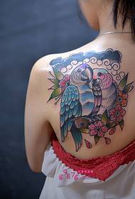 Kleurpaar papegaai-persoonlikheidskouer-tatoo-prent