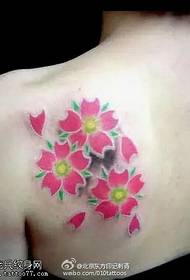 Painted bright cherry blossom tattoo pattern