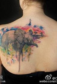 Rašalo spalvos dramblio tatuiruotės modelis