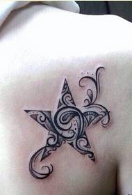 Personalized female shoulder five-pointed star tattoo pattern to enjoy the picture