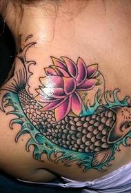 Personliga mode kvinnor axlar ser bra koi tatuering mönster bilder