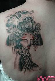 Japanske geisha skientme skouder tattoo ôfbylding