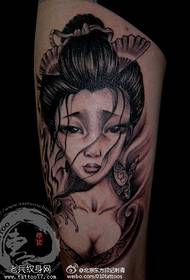 Classic Japanese style geisha tattoo pattern